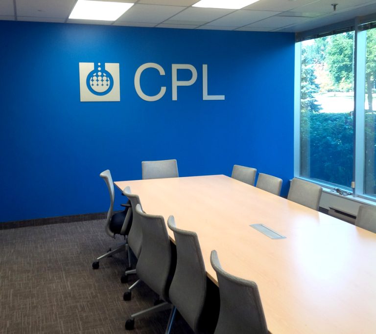 blue custom sign wall mounted